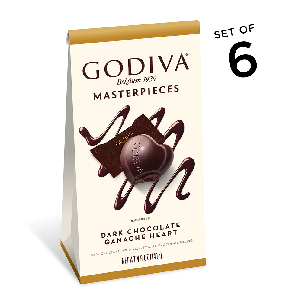 Godiva Masterpieces, Dark Chocolate Ganache Hearts, Set of 6, 4.9 oz. each