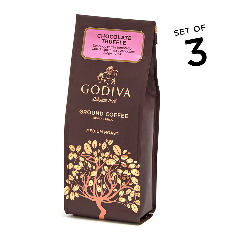 Godiva Chocolate Truffle Coffee, Ground, Set of 3, 10 oz. Each