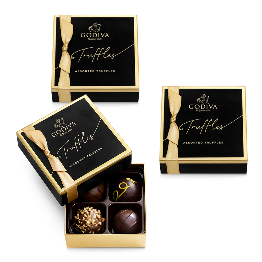 Godiva Signature Chocolate Truffles, Set of 3, 4 pc. each Dark, Milk Chocolate