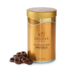 Godiva Milk Chocolate Covered Pretzels Canister, 1 lb