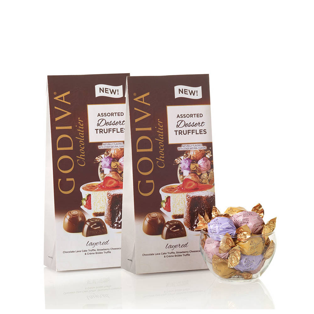 Godiva Wrapped Assorted Dessert Chocolate Truffles, Large Bags, Set of 2, 19 pc. each