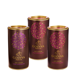 Godiva Chocolate Assorted Hot Cocoa Canisters, Set of 3, 10 servings each